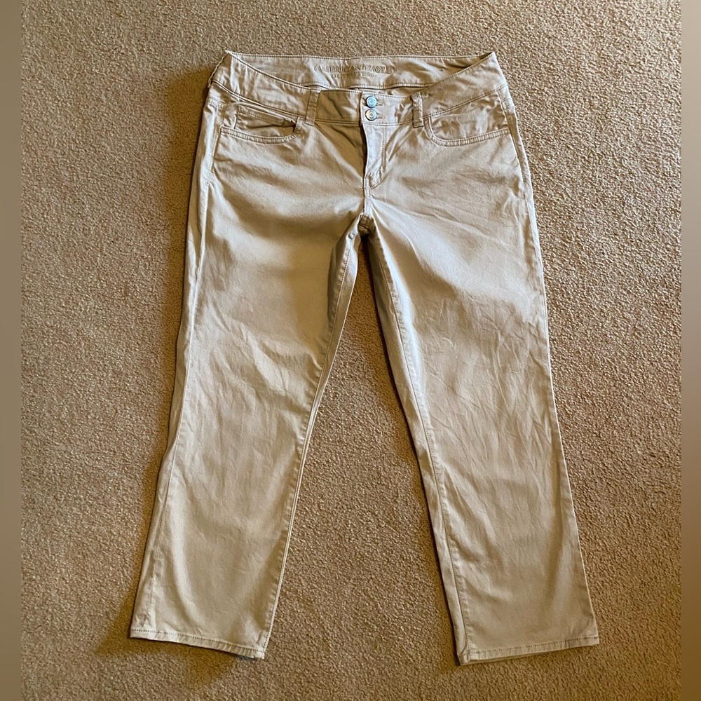 American Eagle Artist Crop Stretch Women's Khaki Jeans
